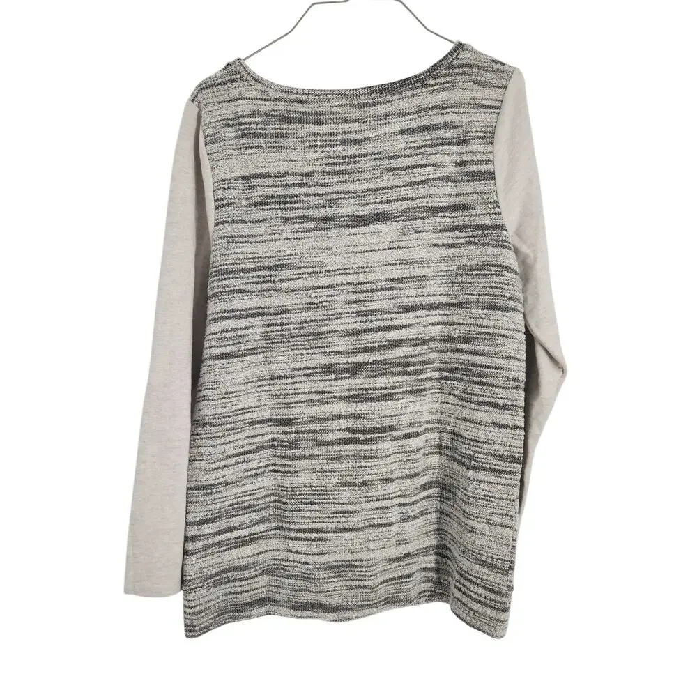 Loft Marled Mixed Media Knit Sweater Womens Size Large L - Picture 2 of 4